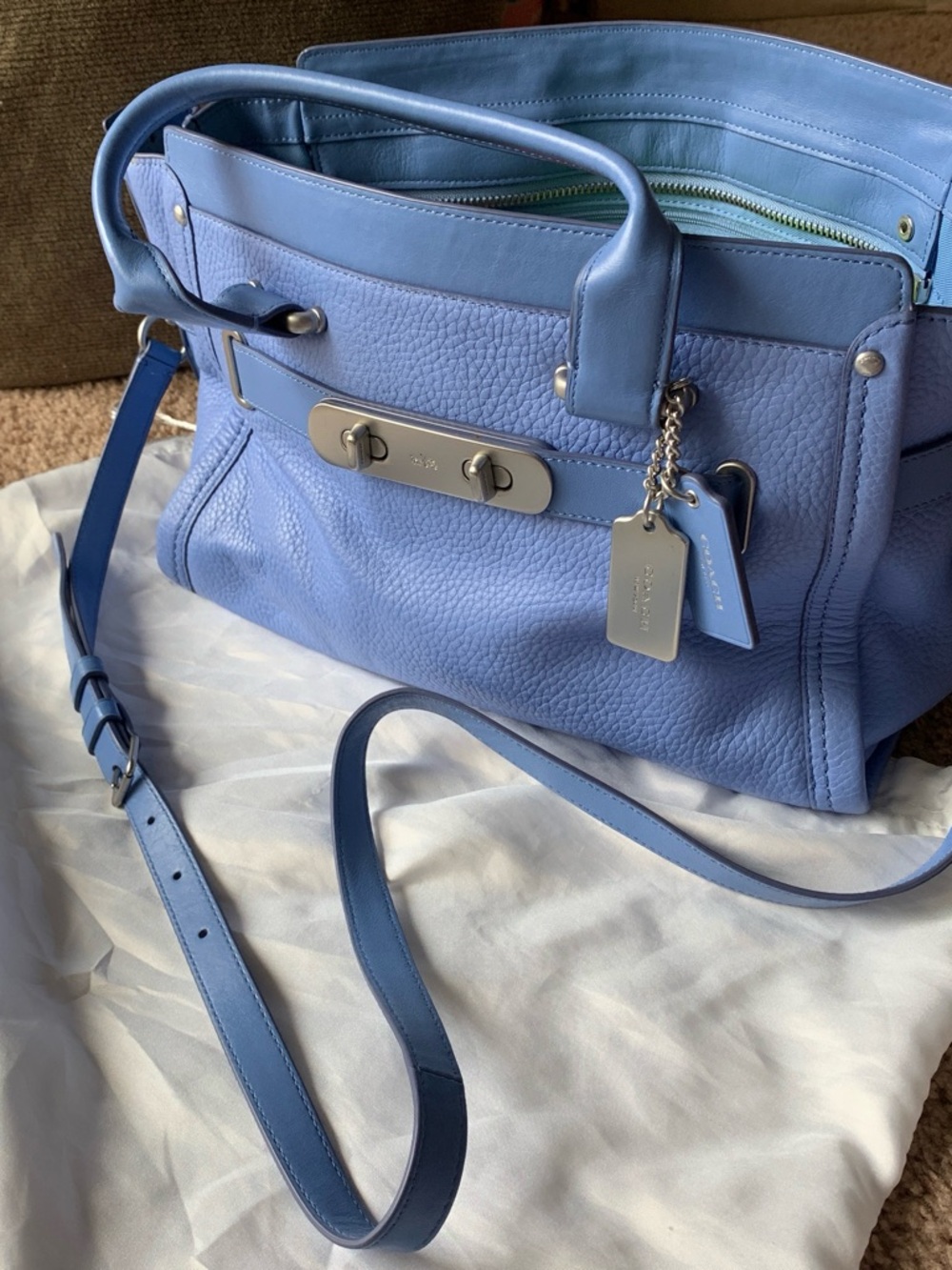 Coach Electric Blue Pebbled Leather Satchel PRICE DROP – SHIPS TOMORROW